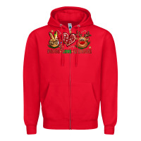 Red peace love reindeer christmas Zipper Hoodie - NancyCooperArtShop