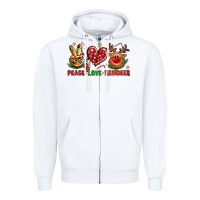 White peace love reindeer christmas Zipper Hoodie - NancyCooperArtShop
