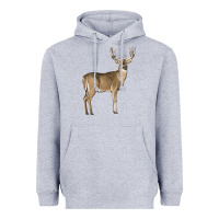Heather Grey white tailed buck deer Heavyweight Hoodie - LillyAllenDesigns