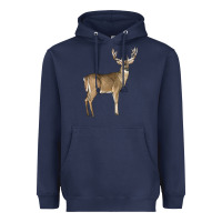 Navy white tailed buck deer Heavyweight Hoodie - LillyAllenDesigns