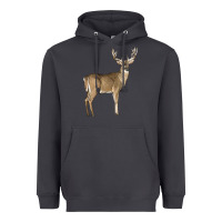 Smoke white tailed buck deer Heavyweight Hoodie - LillyAllenDesigns