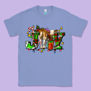 Joy With Baby Cow And Christmas Gifts Mistletoe Classic Tee Designed By Adodesignshop