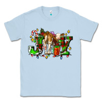 Dusty Blue joy with baby cow and christmas gifts mistletoe Classic Tee - AdoDesignShop