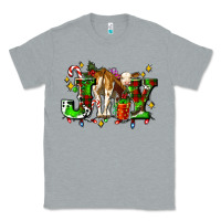 Heather Grey joy with baby cow and christmas gifts mistletoe Classic Tee - AdoDesignShop