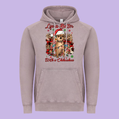 Christmas Life Is Better With A Chihuahua Vintage Hoodie Designed By Jahusdesignshop