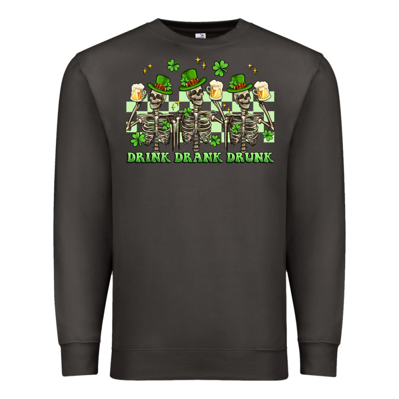 St. Patrick's Day Skeletons Drink Drank Drunk Premium Sweatshirt by Artiststas | Teevron