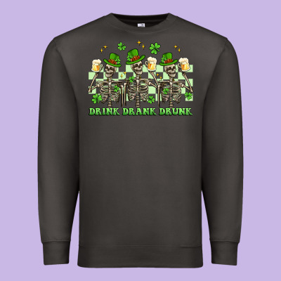 St. Patrick's Day Skeletons Drink Drank Drunk Premium Sweatshirt Designed By Artiststas