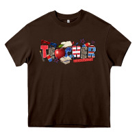 Chocolate Brown American teacher Heavy Core Tee - Zillion Design Studio