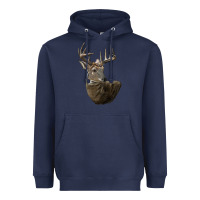 Navy white tailed buck deer head Heavyweight Hoodie - LillyAllenDesigns