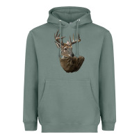 Sage white tailed buck deer head Heavyweight Hoodie - LillyAllenDesigns