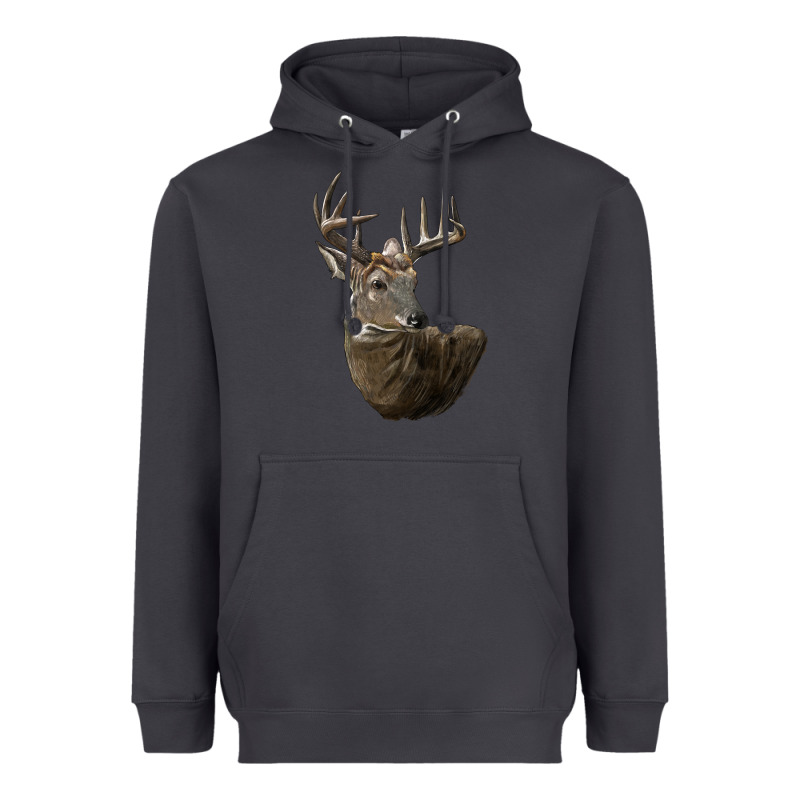 White Tailed Buck Deer Head Heavyweight Hoodie by LillyAllenDesigns | Teevron