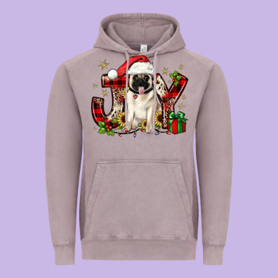 Christmas Joy Pug Vintage Hoodie Designed By Jahusdesignshop