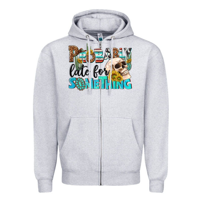 Probably Late For Something Zipper Hoodie by NancyCooperArtShop | Teevron