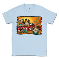 Dusty Blue western truck cowboy gnome background Classic Tee - BarkalooDesign