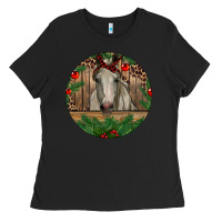 Black Christmas Horse Ladies Tee - RanaPortraitStore
