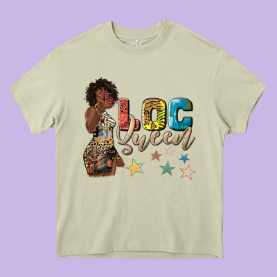 Afro Woman Loc Queen Heavy Core Tee Designed By Texasbilliewilder