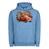 Pigment Pebble Blue merry christmas truck Urban Hoodie - CowGirlArtShop