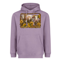 Lavender simmental bull and heifer with sunflowers Heavyweight Hoodie - LillyAllenDesigns