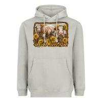 Moon Dust simmental bull and heifer with sunflowers Heavyweight Hoodie - LillyAllenDesigns
