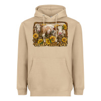 Mushroom simmental bull and heifer with sunflowers Heavyweight Hoodie - LillyAllenDesigns