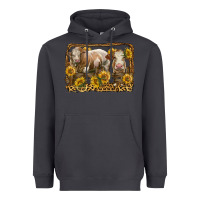 Smoke simmental bull and heifer with sunflowers Heavyweight Hoodie - LillyAllenDesigns