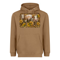 Toasted Coconut simmental bull and heifer with sunflowers Heavyweight Hoodie - LillyAllenDesigns