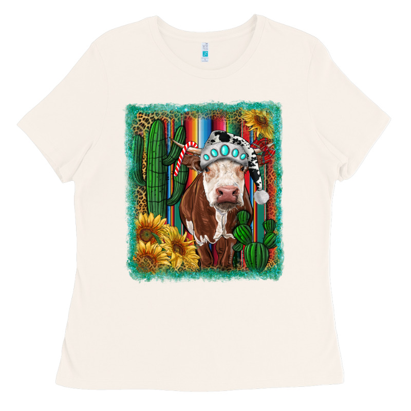 Western Christmas Cow Ladies Tee by RanaPortraitStore | Teevron