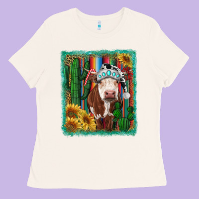 Ladies Tee Western Christmas Cow