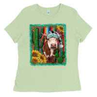 Matcha Western Christmas Cow Ladies Tee - RanaPortraitStore