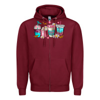 Burgundy mom fuel coffee cups Zipper Hoodie - NancyCooperArtShop