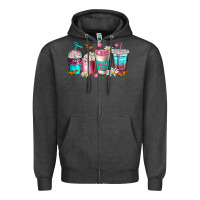 Charcoal Heather mom fuel coffee cups Zipper Hoodie - NancyCooperArtShop