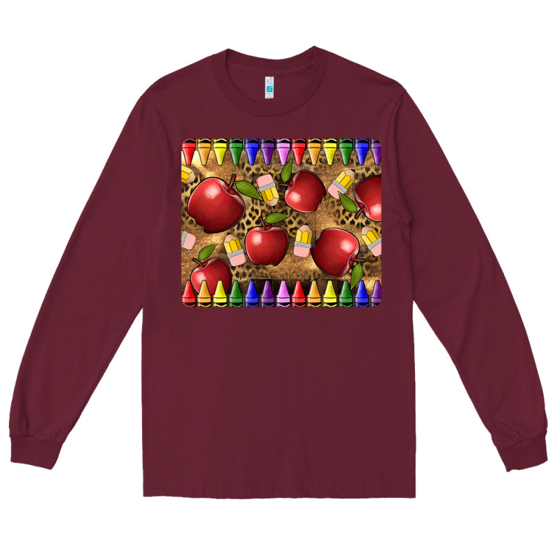 Teacher Crayons And Apples Long Sleeve Tee by LillyAllenDesigns | Teevron