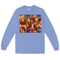 Colony Blue Teacher Crayons And Apples Long Sleeve Tee - LillyAllenDesigns