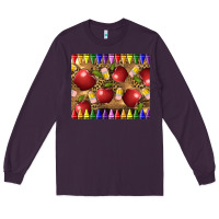 Plum Teacher Crayons And Apples Long Sleeve Tee - LillyAllenDesigns
