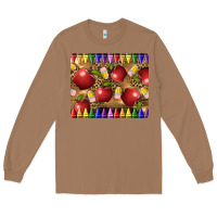 Toasted Coconut Teacher Crayons And Apples Long Sleeve Tee - LillyAllenDesigns