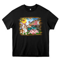 Black Easter Farm Bunny And Pig Heavy Core Tee - RanaPortraitStore