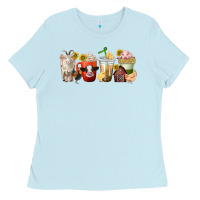 Baby Blue farm animals coffee cups Ladies Tee - texasbilliewilder