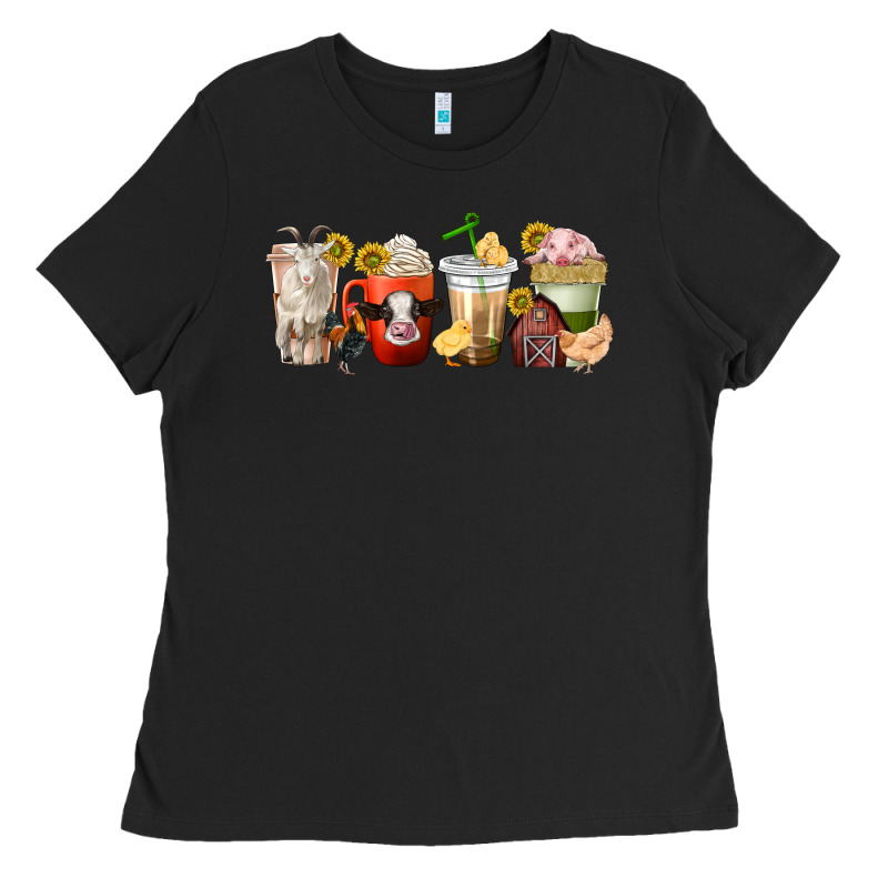 Farm Animals Coffee Cups Ladies Tee by texasbilliewilder | Teevron