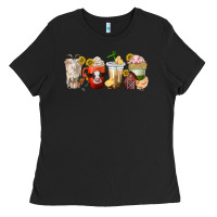 Black farm animals coffee cups Ladies Tee - texasbilliewilder