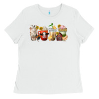 White farm animals coffee cups Ladies Tee - texasbilliewilder