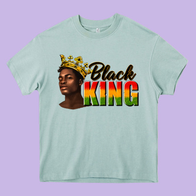 Afro Man Black King Heavy Core Tee Designed By Texasbilliewilder