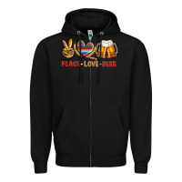 Black peace love beer Zipper Hoodie - NancyCooperArtShop