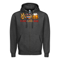 Charcoal Heather peace love beer Zipper Hoodie - NancyCooperArtShop