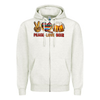 Oatmeal Heather peace love beer Zipper Hoodie - NancyCooperArtShop
