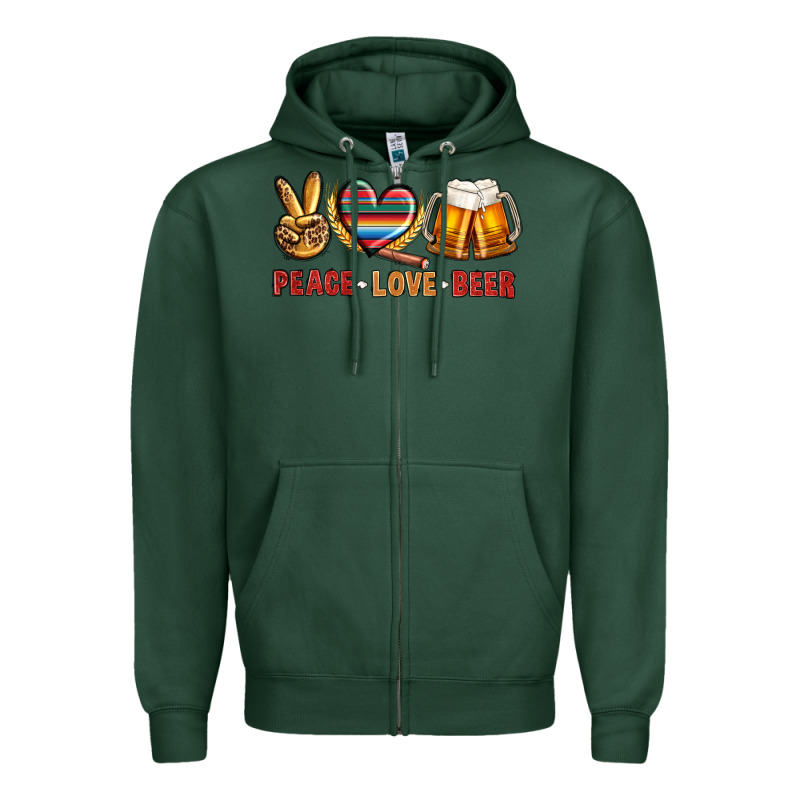 Peace Love Beer Zipper Hoodie by NancyCooperArtShop | Teevron