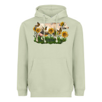 Matcha charolais cow with sunflower Heavyweight Hoodie - LillyAllenDesigns