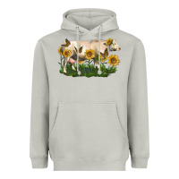 Moon Dust charolais cow with sunflower Heavyweight Hoodie - LillyAllenDesigns