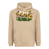 Mushroom charolais cow with sunflower Heavyweight Hoodie - LillyAllenDesigns