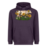 Plum charolais cow with sunflower Heavyweight Hoodie - LillyAllenDesigns