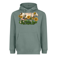 Sage charolais cow with sunflower Heavyweight Hoodie - LillyAllenDesigns